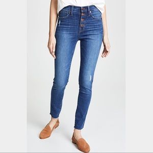 Madewell 10” High-Rise Skinny Exposed Button Fly Raw Hem Ankle Jean